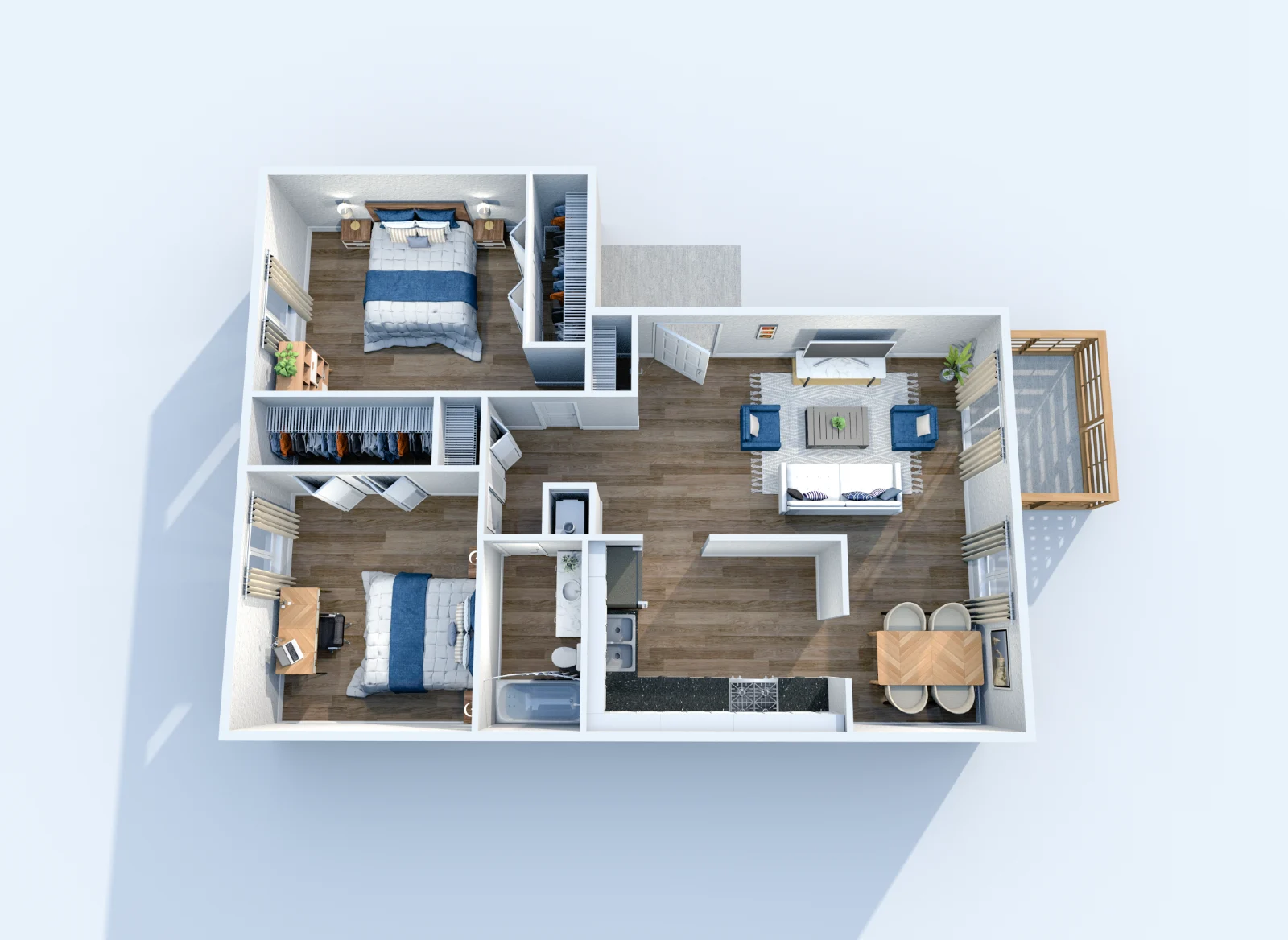 Brickyard Flats — floor plan, Plan B1 · 2 bed · 1 bath · 868 sq ft